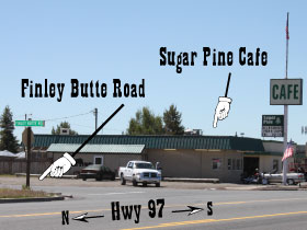 In La Pine, Turn at the Sugar Pine Cafe onto Finley Butte Road